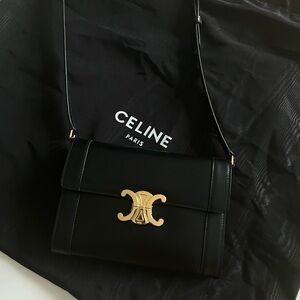 Authentic CELINE Triomphe Bag in Shiny Calfskin